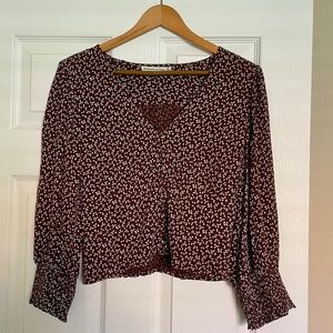 Abercrombie Peasant-Sleeve Printed Blouse